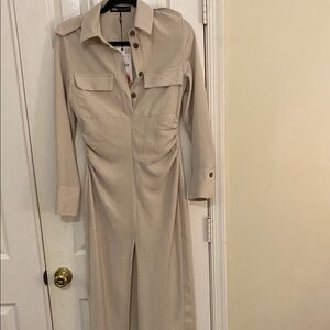 Zara Cream Long Sleeve Dress